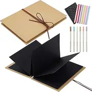 Jutieuo Scrapbook Album 6x8 Inch Small Photo Album with DIY Accessories Set, Stretchable Folding Kraft Paper Memory Book for Wedding Anniversary Valentines Day (Black)