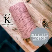 3MM 3ply macrame cord FLESH PINK 3Strand Cotton Rope Yarn Supplies Melbourne