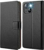 Compatible with iPhone 13 Mini Case, Flip Wallet Phone Case Compatible with iPhone 13 Mini Cover- Black
