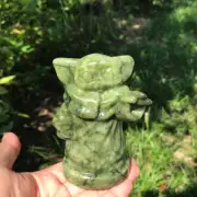 STAR WARS MEISTER YODA NATURE SERPENTINE QUARTZ SKULL SCULPTED HEALING