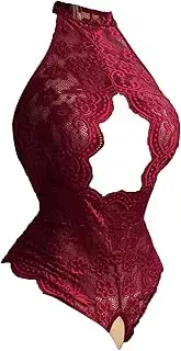 [Zylphorix] Women One Piece Strappy Lingerie Deep V Neck Sleeveless Top Bodysuit Sexy Lace Plus Size Babydoll Underwire