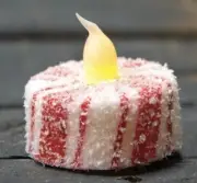 Glittered Candy Cane LED Tealight Candle