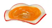 Handblown Dale Tiffany Cavalier Ruffled Edge Luminescent Orange & White Plate