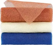 FARMOGA African Exfoliating Net African Bath Sponge African Net Long Net Bath Sponge African Wash Net Shower Body Scrubber Back Scrubber Skin Smoother(3pcs Blue,Beige,Brown)
