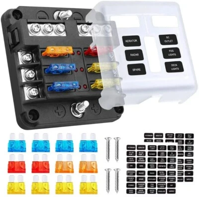 Car Boat Fuse Box Holder with 6 Ways Blade Fuse Holder Block 12V 24V