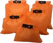 [Mikinona] 5Pcs Dry Bag Portable Floating Dry Storage Pouch for Camping Boating Kayaking Rafting to Durable Lightweight and Watertight Orange