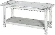 Alaterre Bench, Wood, White Antique