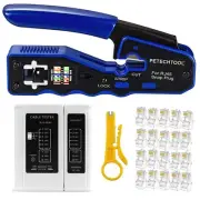 RJ45 Crimp Tool Kit All-in-one Crimping Tool Ethernet Crimper Wire Cutter Str...