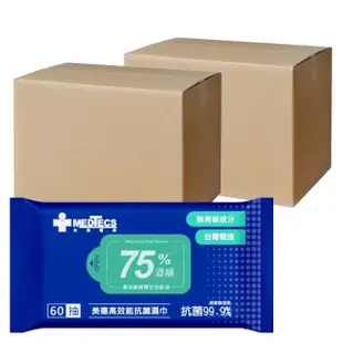 【MEDTECS 美德醫療】64包組 美德高效能酒精抗菌濕巾(60抽/包 75%食用級酒精)