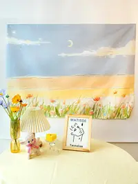 在飛比找樂天市場購物網優惠-默默愛ins床頭掛布背景布攝影臥室油畫墻布裝飾治愈系日系掛毯