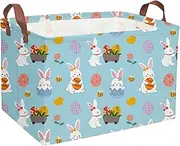DDBASKET Rectangular Easter Basket Kids Gift Baskets Empty Baby Basket for Boys and GirlsToy Storage Bins Organizer Bin Box Cute Room Decor for Home(Blue easter)