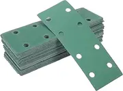X AUTOHAUX 50 Pcs Sanding Discs Wet Dry Waterproof Hook & Loop Sandpaper for Woodworking, Automotive Refinishing 7.80"x2.76" 8 Hole 240 Grit Green White Corundum