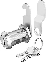 Hecfu 1 Pack Cabinet Locks with Keys, 1-1/8/'' Cam Lock keyed Alike, Secure Drawer Mailbox File RV Storage Locks Tool Box Locks Replacement Set, Zinc Alloy, Silver