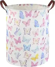 FXOCSHE Butterfly Laundry Basket Girls Hamper,Baby Nursery Clothes Hamper,Foldable Waterproof Large Storage Baskets for Girls Bedroom,Butterfly Room Decor,Gift Baskets(Colorful butterfly)