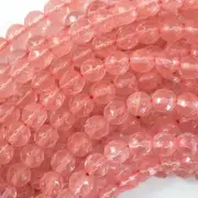 Faceted Cherry Quartz Round Beads Gemstone 15" Strand 4mm 6mm 8mm 10mm 12mm