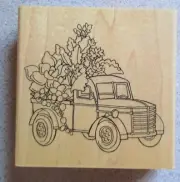New Stampendous Succulent Truck Wood Rubber Mounted Stamp 4" x 4"