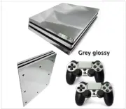 Sony PS4 Pro Console and Controller Skins / Decal -- Grey Glossy Film (GG)