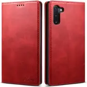 for Samsung Galaxy Note 10, Premium PU Leather Flip Folio Wallet Case - Red