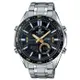 【CASIO 卡西歐】EDIFICE 雙顯男錶 不鏽鋼錶帶 黑X黃錶面 防水100米(EFV-C100D-1B)