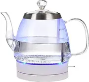 Glass Electric Kettle, Plastic Free Fast Boil Kettle, Blue Light Prompt, Auto Shut-Off, Stainless Steel, Energy Saving, Quiet Tea Boiler for Office or Bedroom