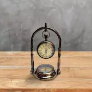 Nautical Ship Table Clock Desk Clock Maritime Compass with Antique Hanging Watch