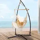 Steel Frame Stand Hammock Chair Outdoor Garden Hanging Swing Seat Durable Cream