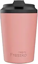 made by Fressko Reusable Coffee Cup - Stainless Steel Insulated Mug - Leak Proof Travel Cup for Hot/Cold Drinks - 3 Hr Heat Retention - Fits Car Holders & Coffee Machines - Peachy - 8oz 227ml