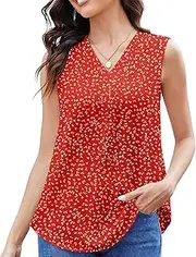 [Anelune] Women's Summer Sleeveless Chiffon Vests Tops Blouses Flowy Double Layers Tunic Tank Shirts（S-XXL）