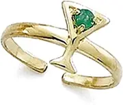 [JewelryWeb] 14k Yellow Gold Emerald Martini toe ring-toe ring for Women