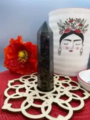 224 Gram High Quality Plum Blossom Jade Stone Tower Crystal Specimen