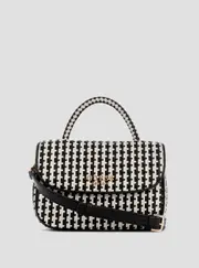 GUESS Black Multi Mirema Top Handle Flap Crossbody Bag
