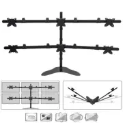 15" ~ 30" 6 Six Monitor Mount Desk Stand Free Standing Fully Adjustable VESA