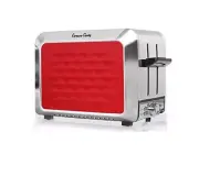 Fortune Candy #KST011 Stainless Steel 2 Slices Toaster w/ Diamond Pattern Red