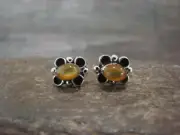 Zuni Indian Sterling Silver Shell Stud Earrings by Kanesta