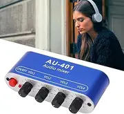 SustVita Mini Audio Mixer with Volume Adjustment, 4 Channel Line Mixer featuring 4 Input 1 Stereo Output, DC 5V - 12V for Headphones, Laptops, and Small Events