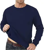 [Generic] Soft Sweatshirt Men Winter Padded and Thickened Thermal Underwear Men's Large Size Can Be Worn Outside The Top of The Large Size Foreign Trade Solid Color T Shirt Bottoming Shirt Sweatsuit Men Set