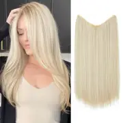 Extensiones de cabello de alambre invisible recto largo sintético