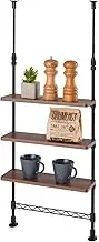 Doshisha 3-Tier Tension Condiment Rack, Spice Rack, Mini Tabletop, Black, Black, Width 13.8 x Depth 5.1 x Height 29.5-43.3 inches (35 x 13 x 75-110 cm), Wooden Shelf, Shelf Positioning, Can Be