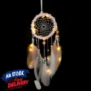 Feather Flower Handmade Coloured Light Pink Dream Catcher Dreamcatcher
