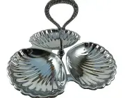 1971 Vintage Irvinware Shell Tid-Bit Tray Three Chromeware With The Box 10"