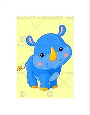 Wee Blue Coo Nursery Rhino Rhinoceros Zoo Kids Bedroom Wall Art Print