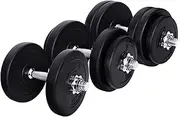 Everfit Dumbbell, Adjustable Dumbbells Set Weight Plates Hand Weights Home Gym Exercise Fitness Equipment Workout Sets, With Holder Safety Lock Feature Black
