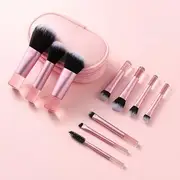 Buttermilk - Set of 10: Mini Make Up Brushes Set with Bag Pink - One Size