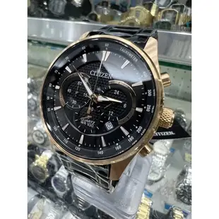 【金台鐘錶】CITIZEN 星辰手錶 男錶 三眼功能 不鏽鋼 42mm (黑x金) AN8196-55E