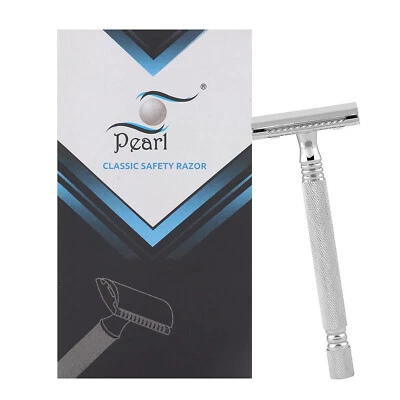 Pearl Shaving Double Edge Safety Razor Metal- Classic & Traditional & Blade Refi
