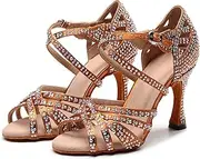 [FARZAH] Women's Ballroom Dance Shoes Glitter Rhinestones Salsa Latin Dancing Heels