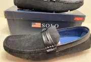 Solo Goodman-400 Slip on Moccasins Black washed Casual loafers Men's Size 9.5