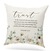 Bible Verse Throw Pillow Case, Blessing Gift, Scripture Art, Proverbs 3:5-6