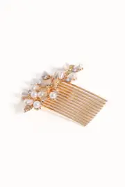 [PUP38] Madelaine Hair Comb - Gold/Pearl Gold