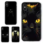 Anti scratch Case For iPhone XS 11 12 13 14 15 16 Pro Max Black Cat Staring Eyes